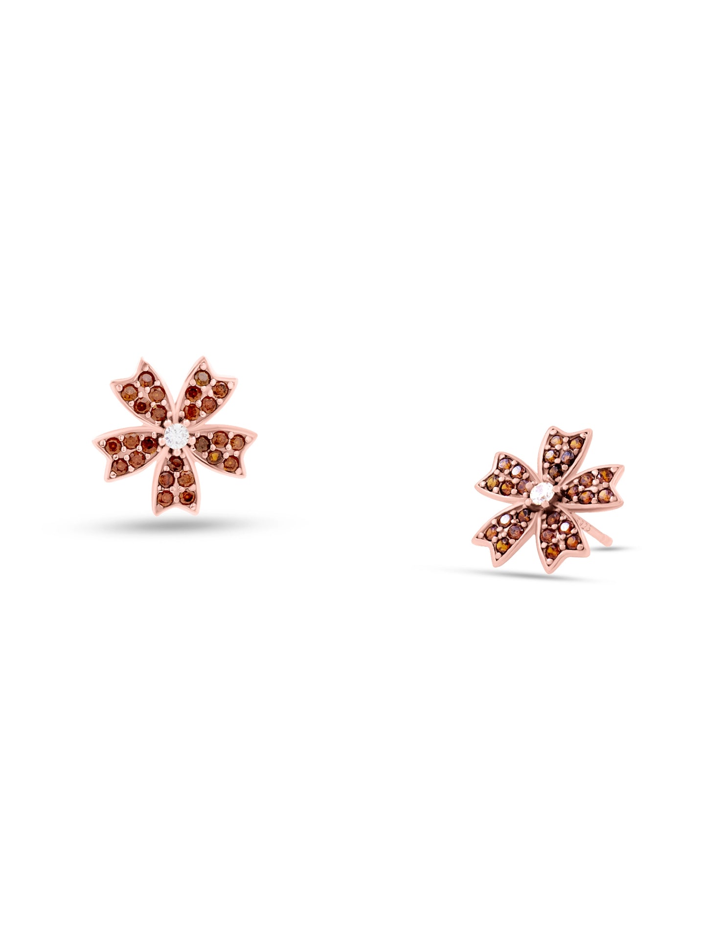 Blue floral sterling silver stud earrings