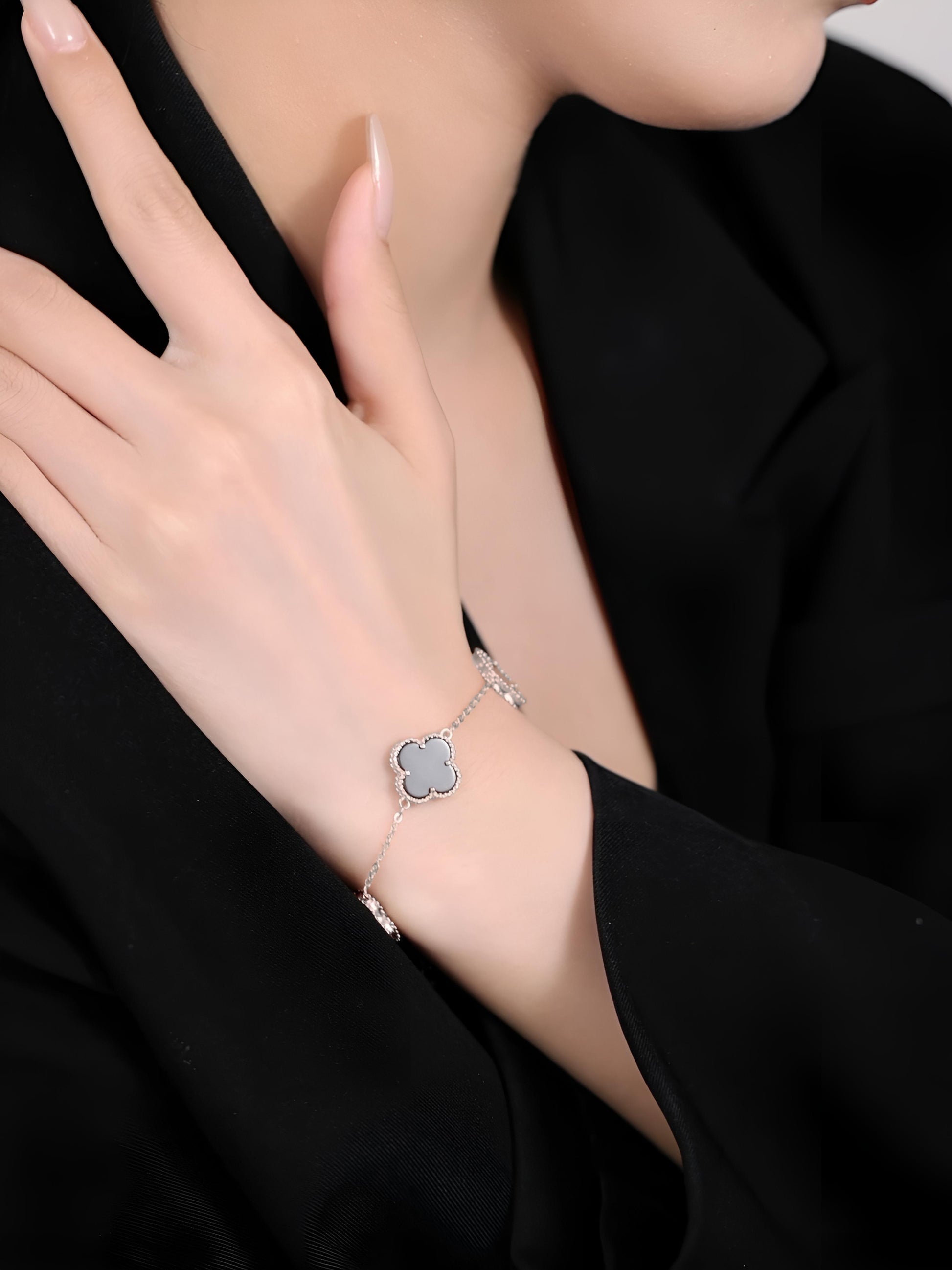 Black onyx sterling silver bracelet