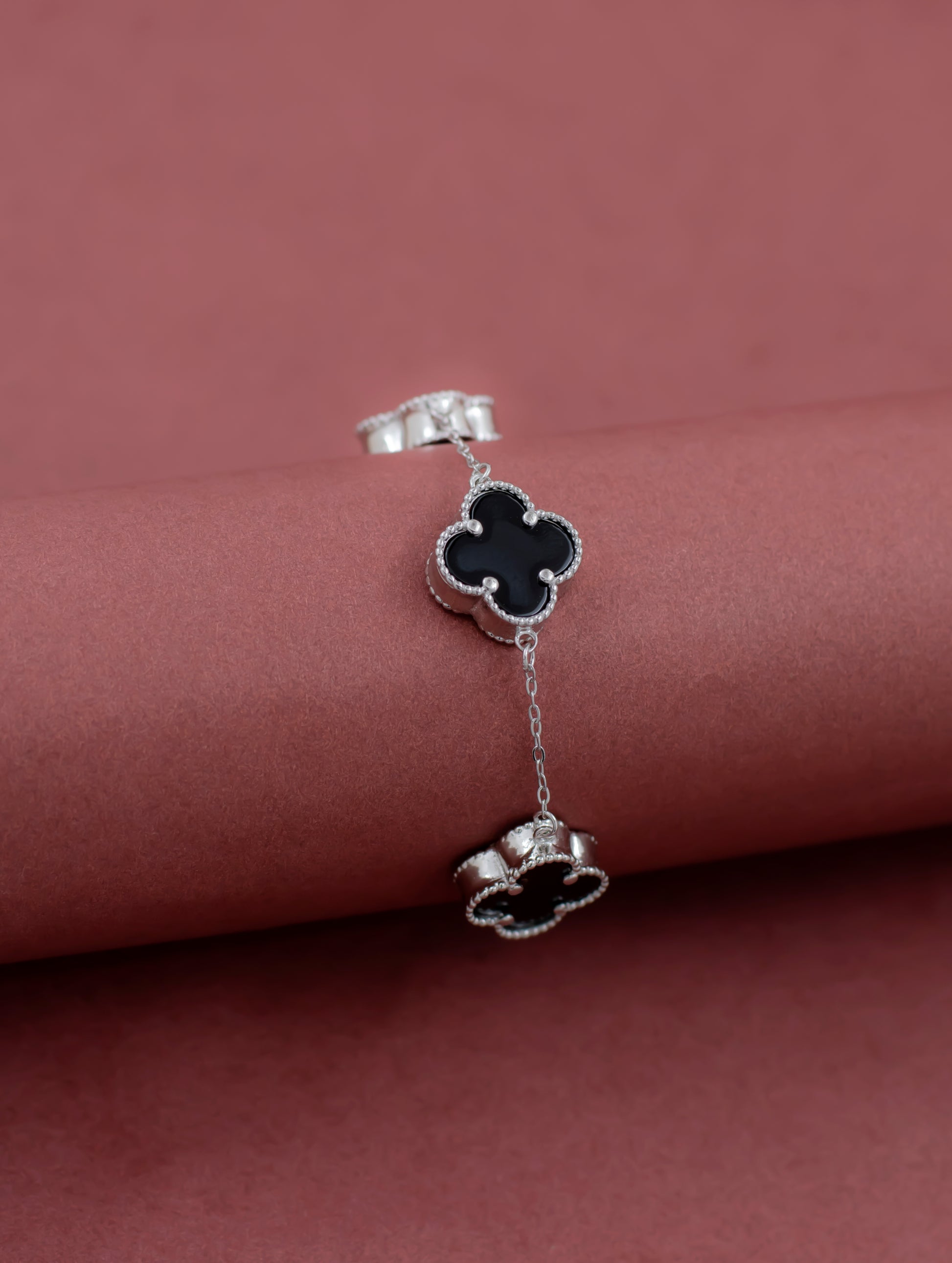 Black onyx sterling silver bracelet