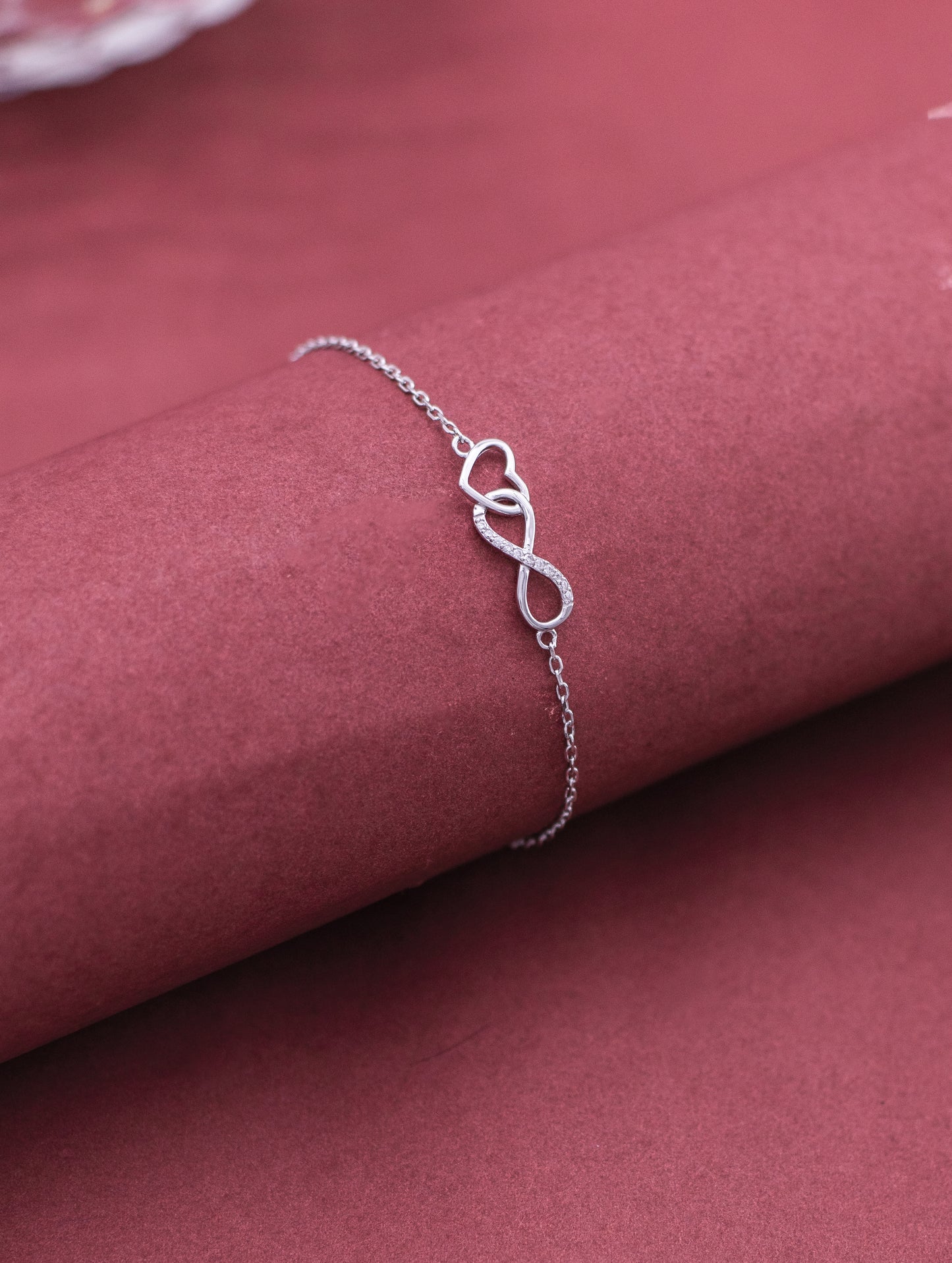 Sterling silver infinity heart bracelet