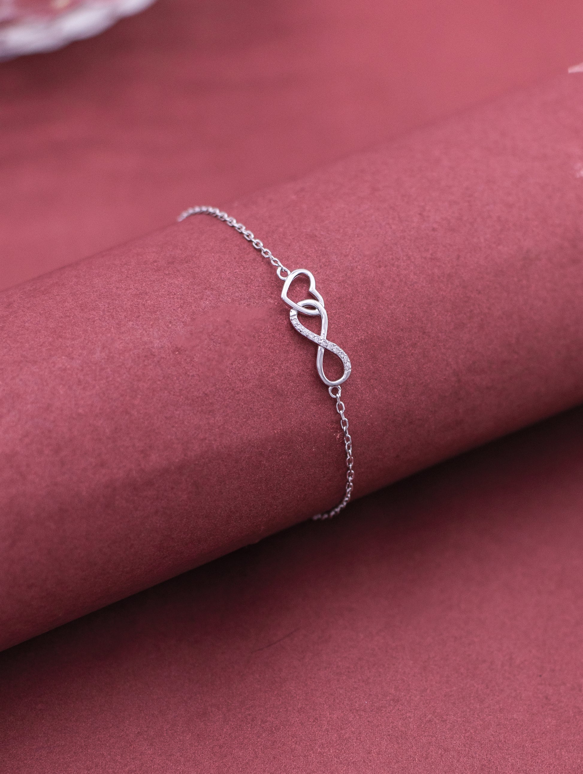 Sterling silver infinity heart bracelet