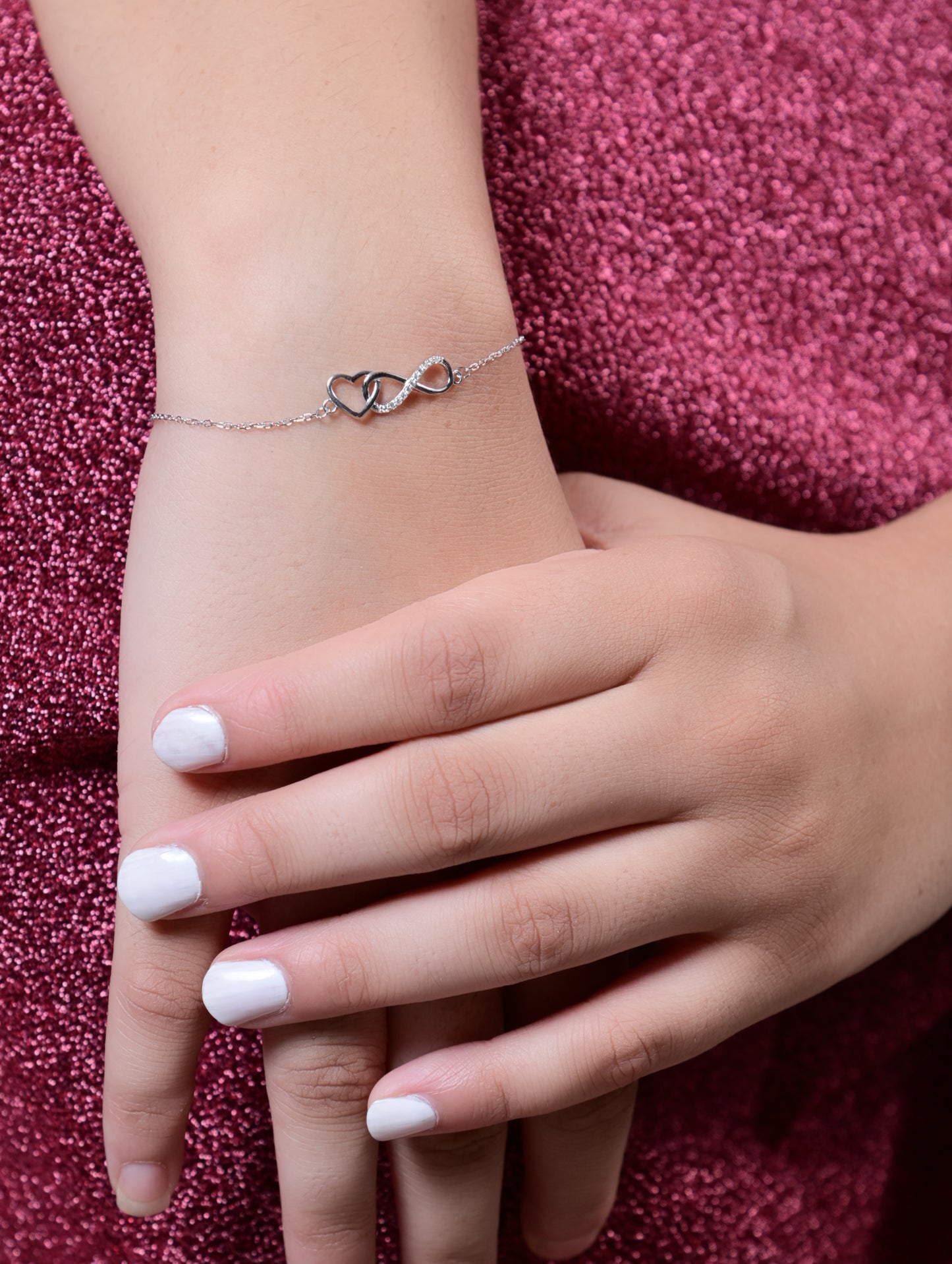 Sterling silver infinity heart bracelet