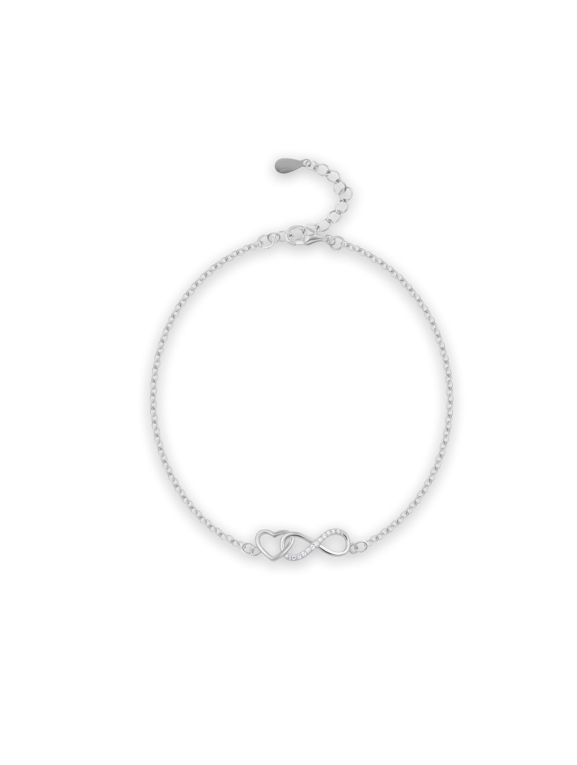Sterling silver infinity heart bracelet