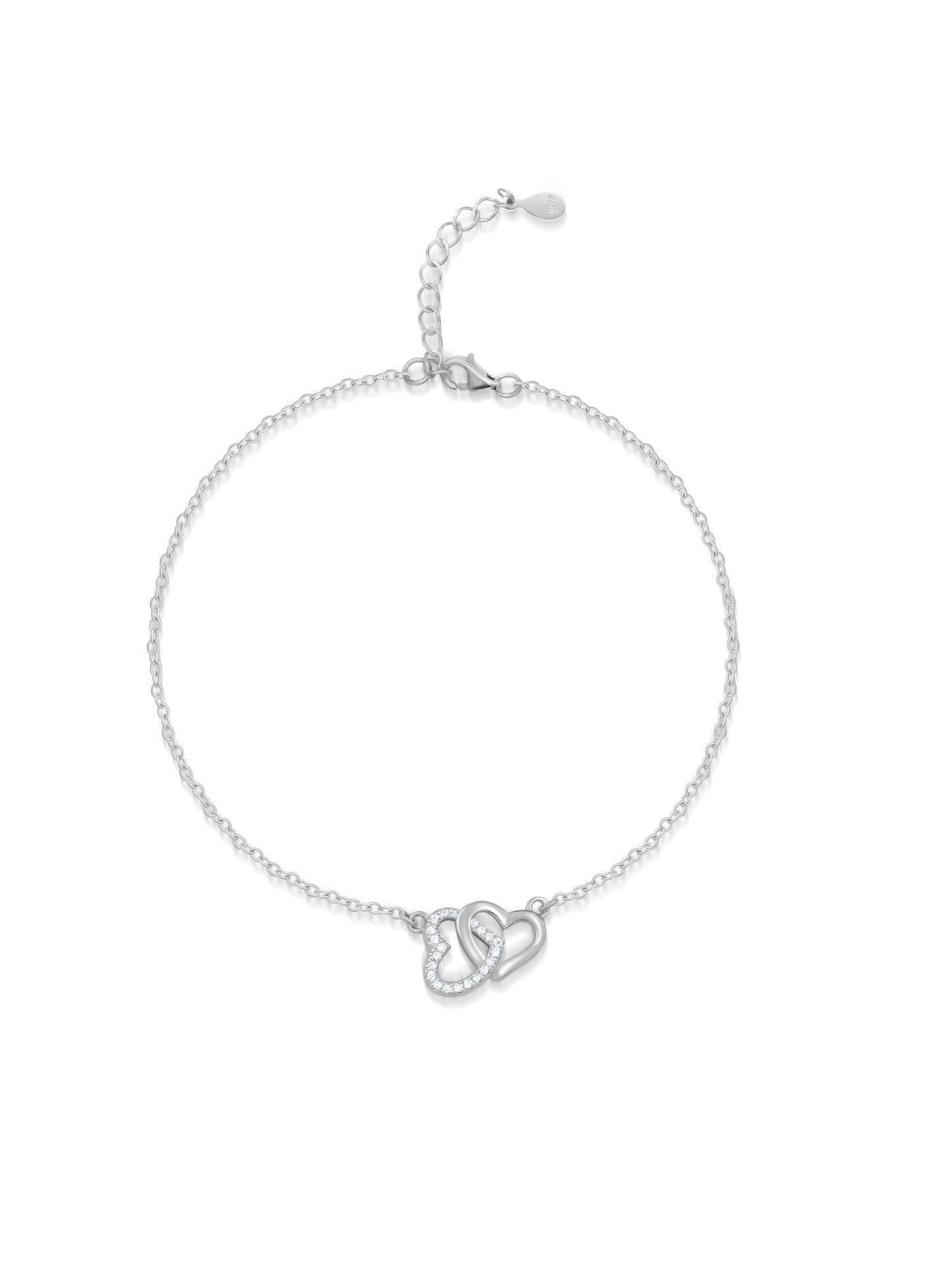 Sterling silver double heart bracelet