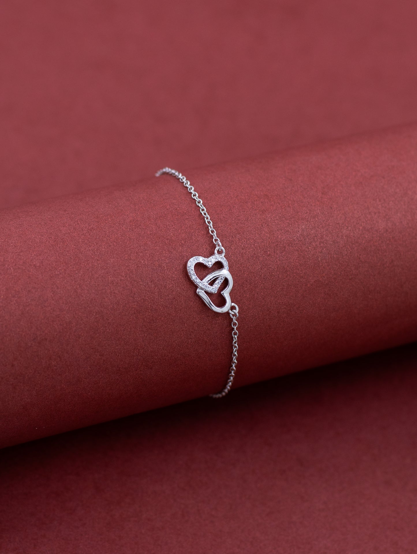 Sterling silver double heart bracelet