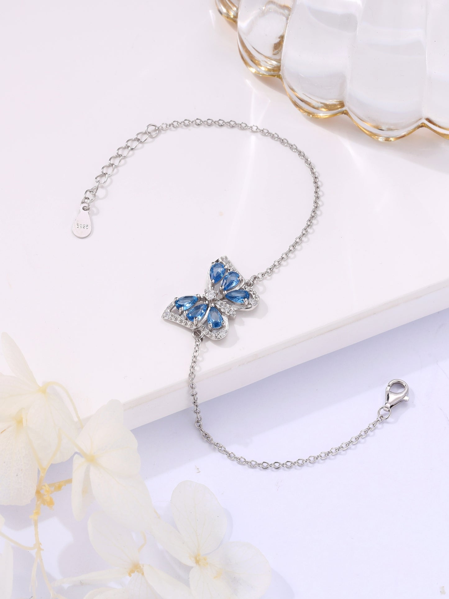 Blue butterfly sterling silver bracelet