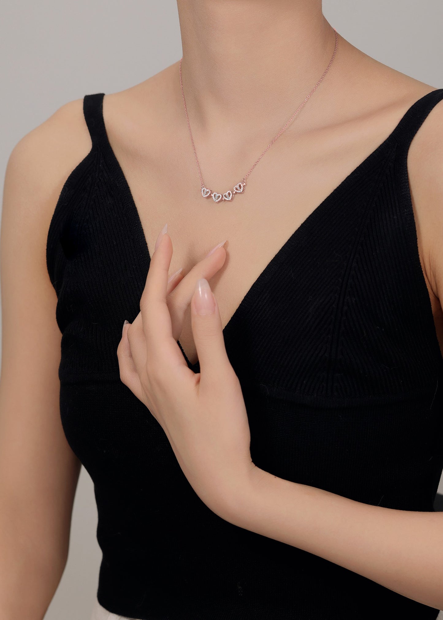 Two way magnetic zircon sterling silver chain