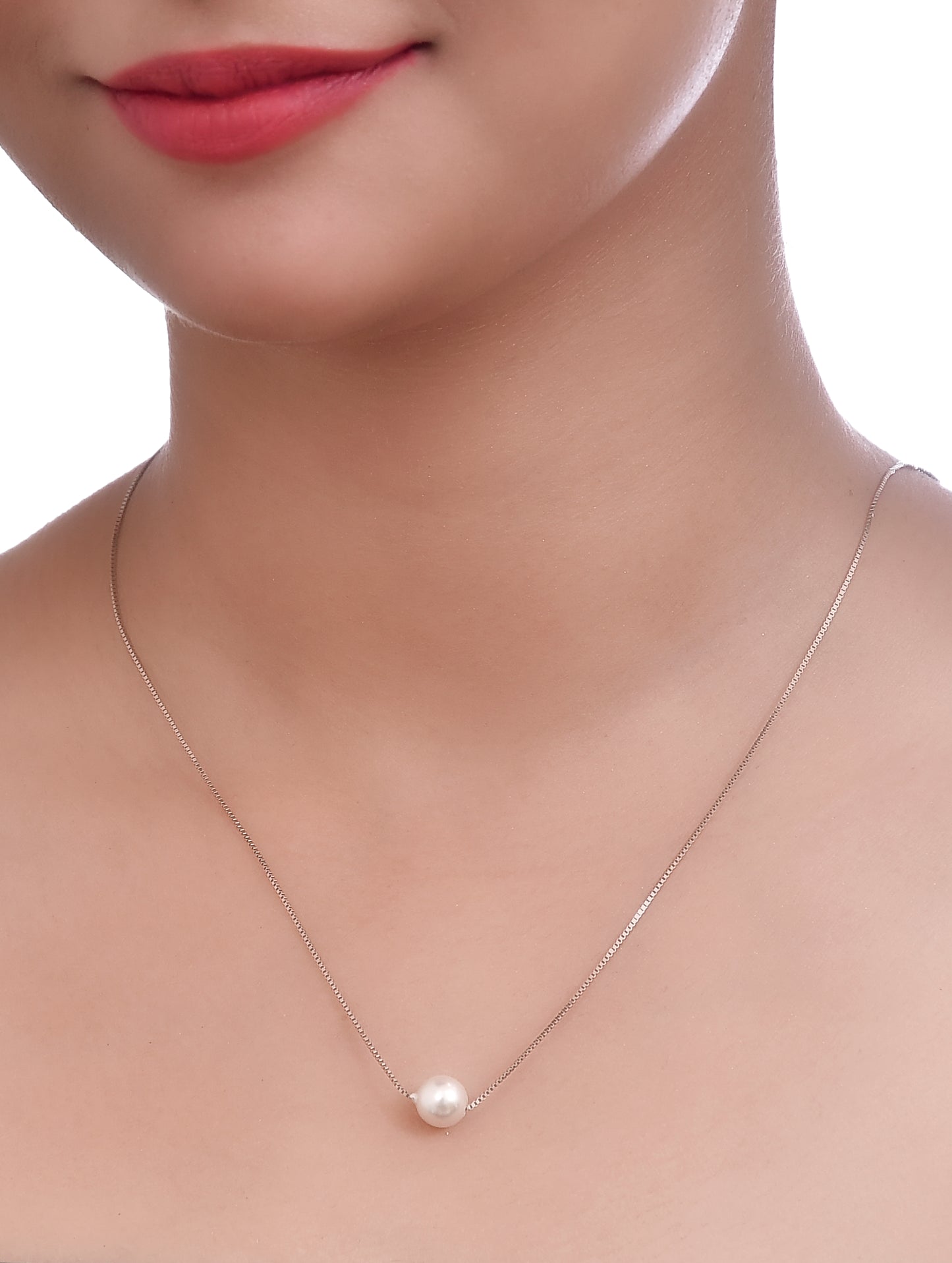 Natural pearl sterling silver chain