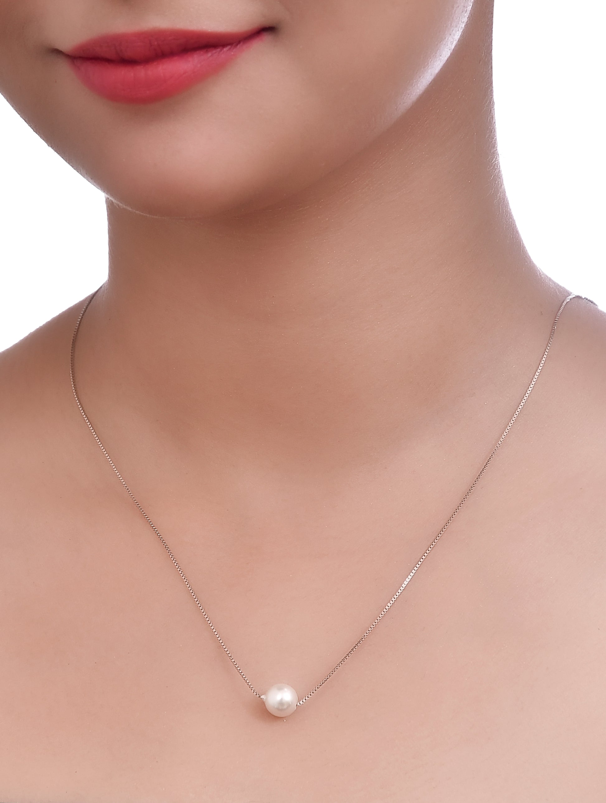 Natural pearl sterling silver chain