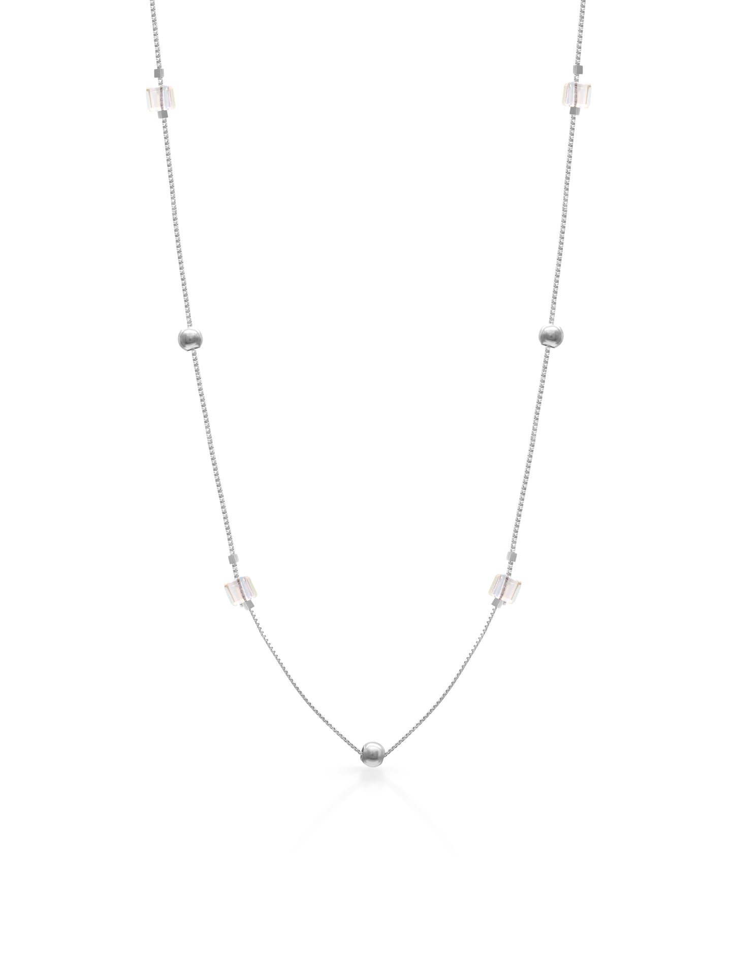 Multicolour crystal charm sterling silver chain