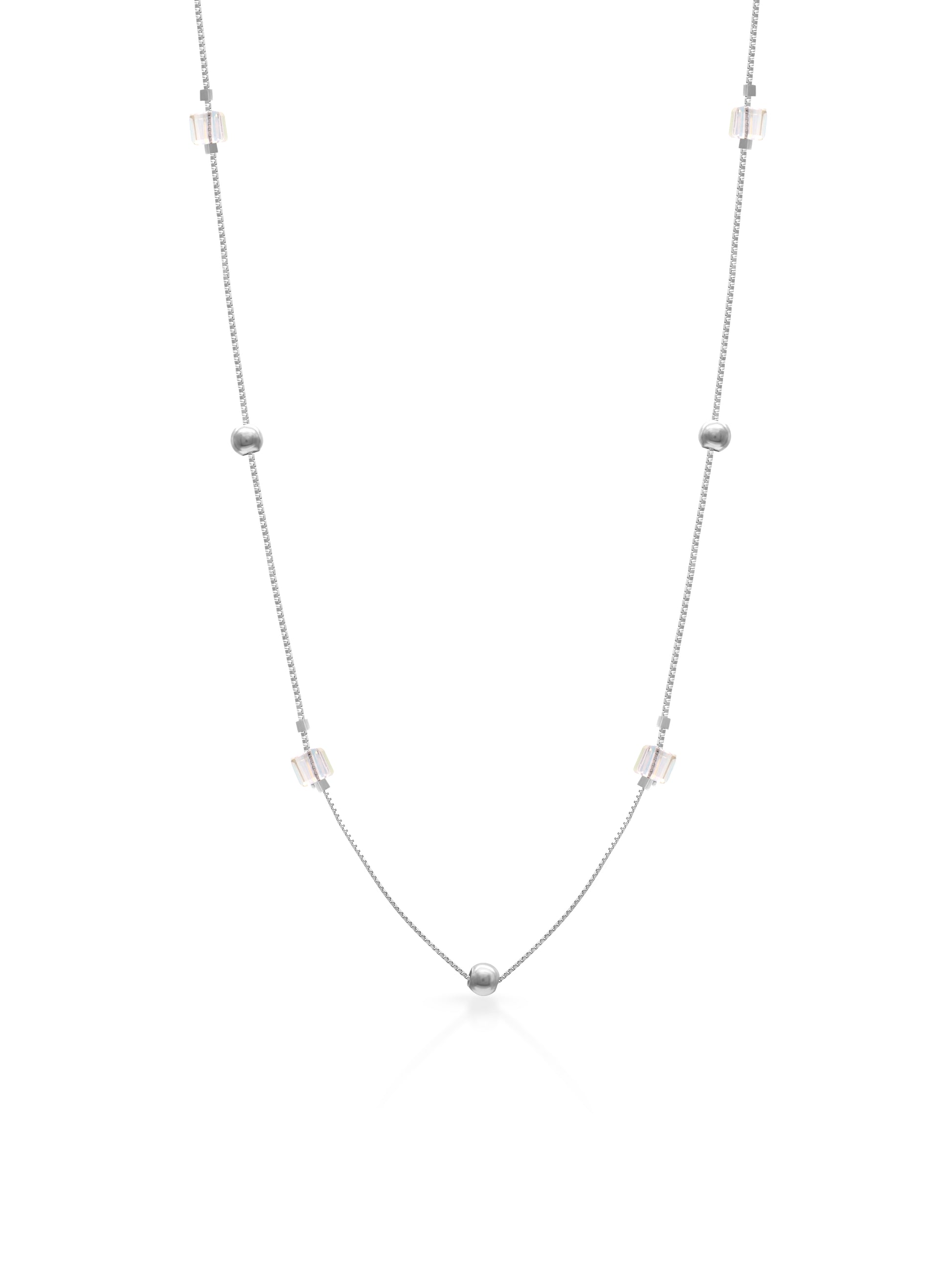 Multicolour crystal charm sterling silver chain