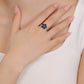 Blue stone floral sterling silver ring
