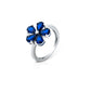 Blue stone floral sterling silver ring