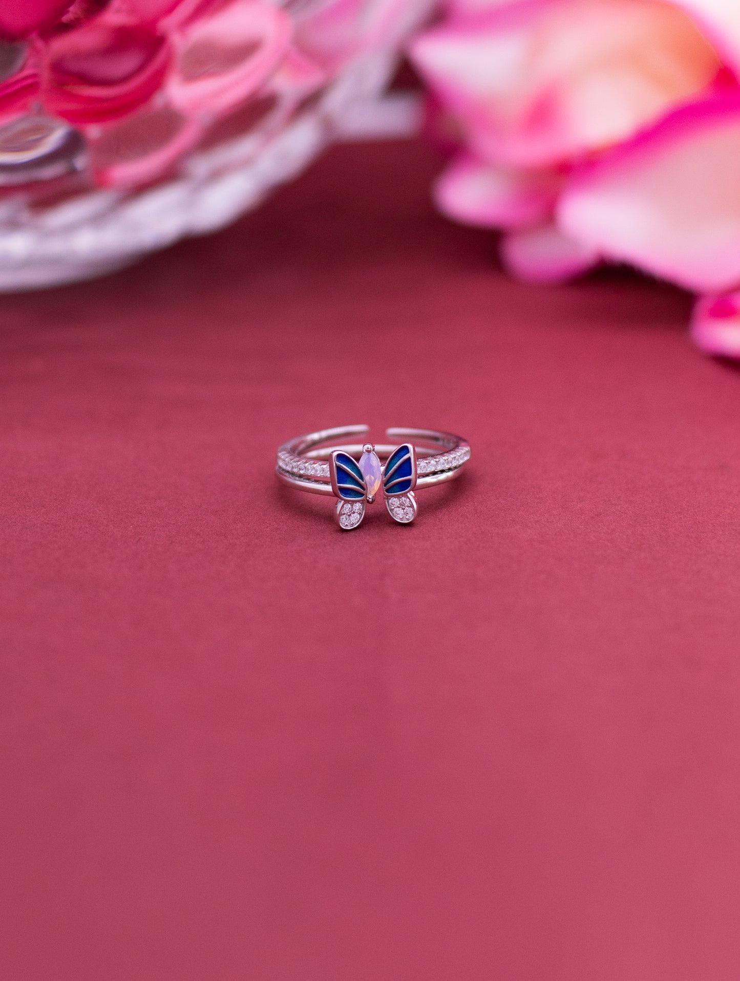 Detachable butterfly wing sterling silver ring