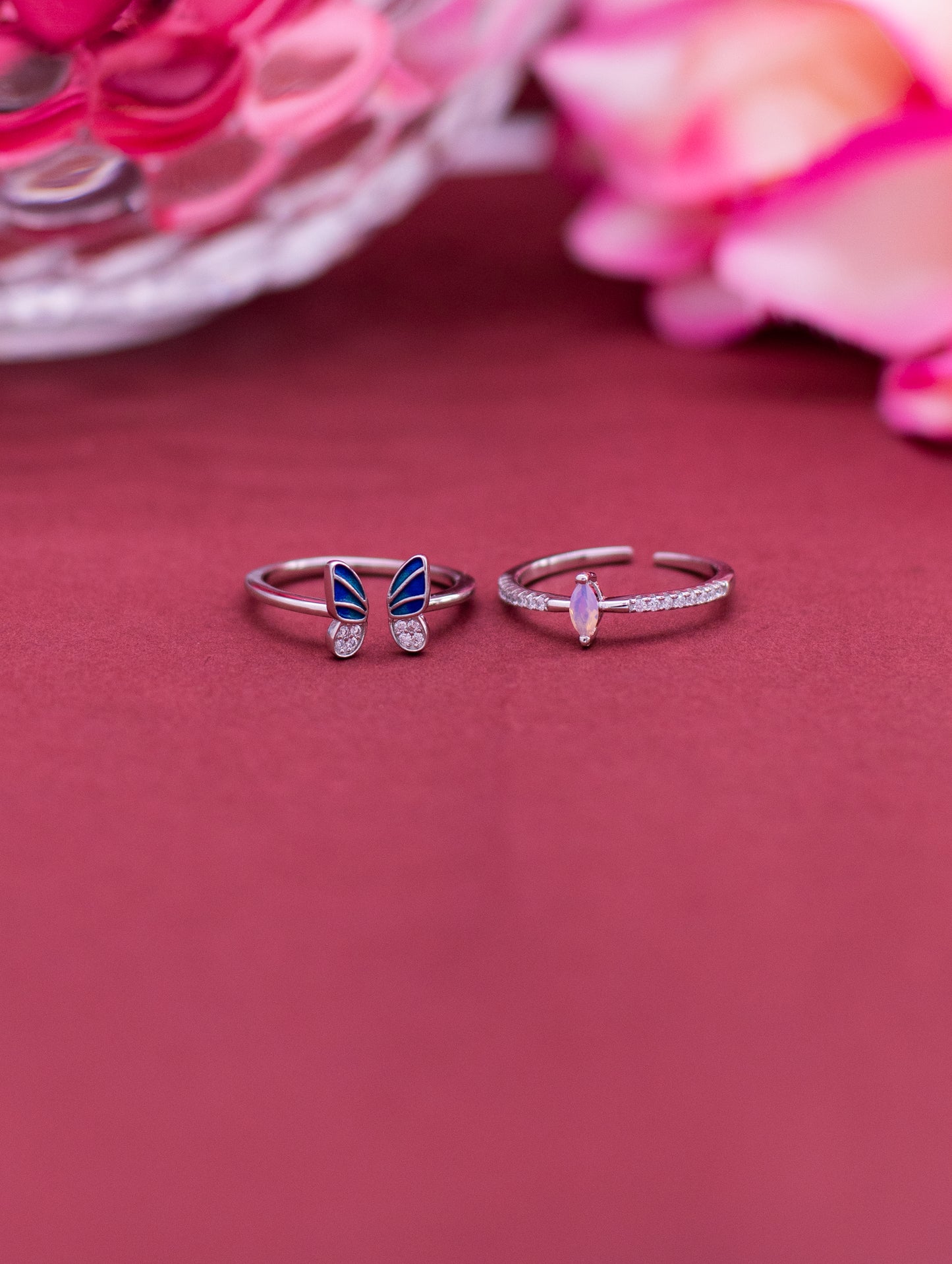 Detachable butterfly wing sterling silver ring