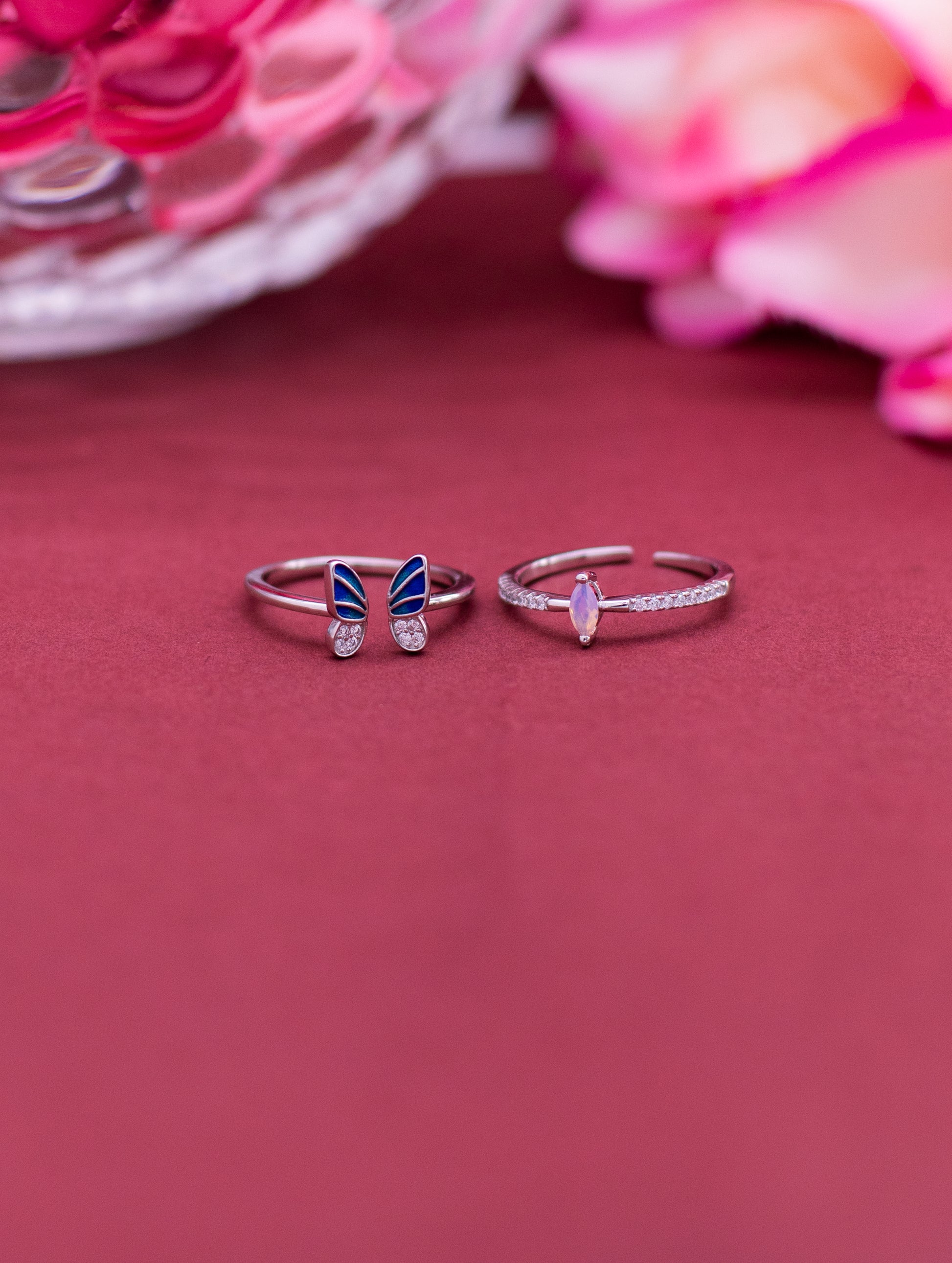 Detachable butterfly wing sterling silver ring