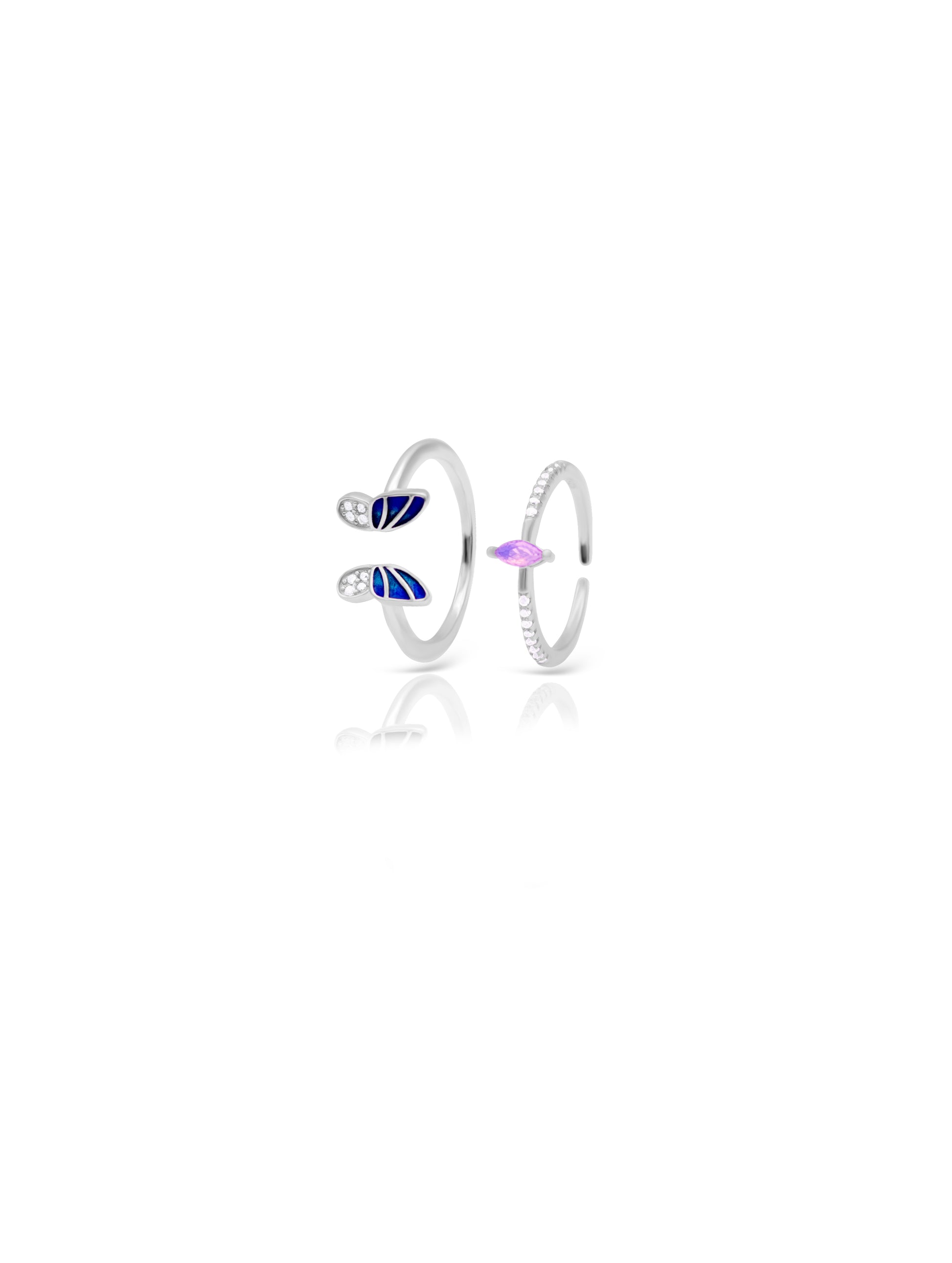 Detachable butterfly wing sterling silver ring