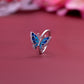 Butterfly enamel adjustable sterling silver ring