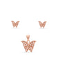 Rose gold butterfly sterling silver pendant set