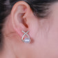 Pearl and zircon sterling silver earrings