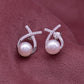 Pearl and zircon sterling silver earrings