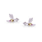 Semi precious bird sterling silver stud earrings