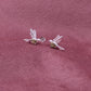 Semi precious bird sterling silver stud earrings