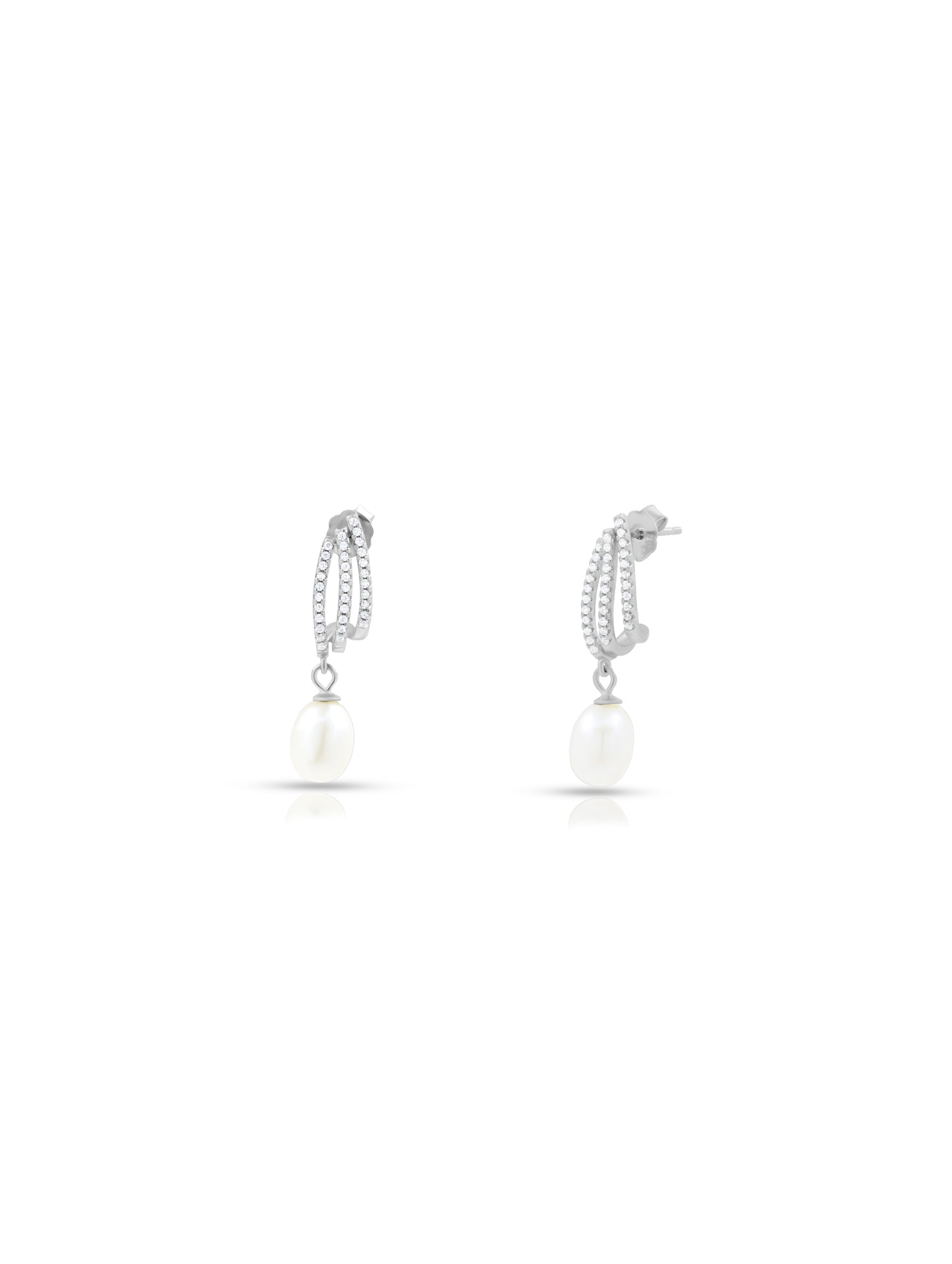 Pearl drop sterling silver earrings