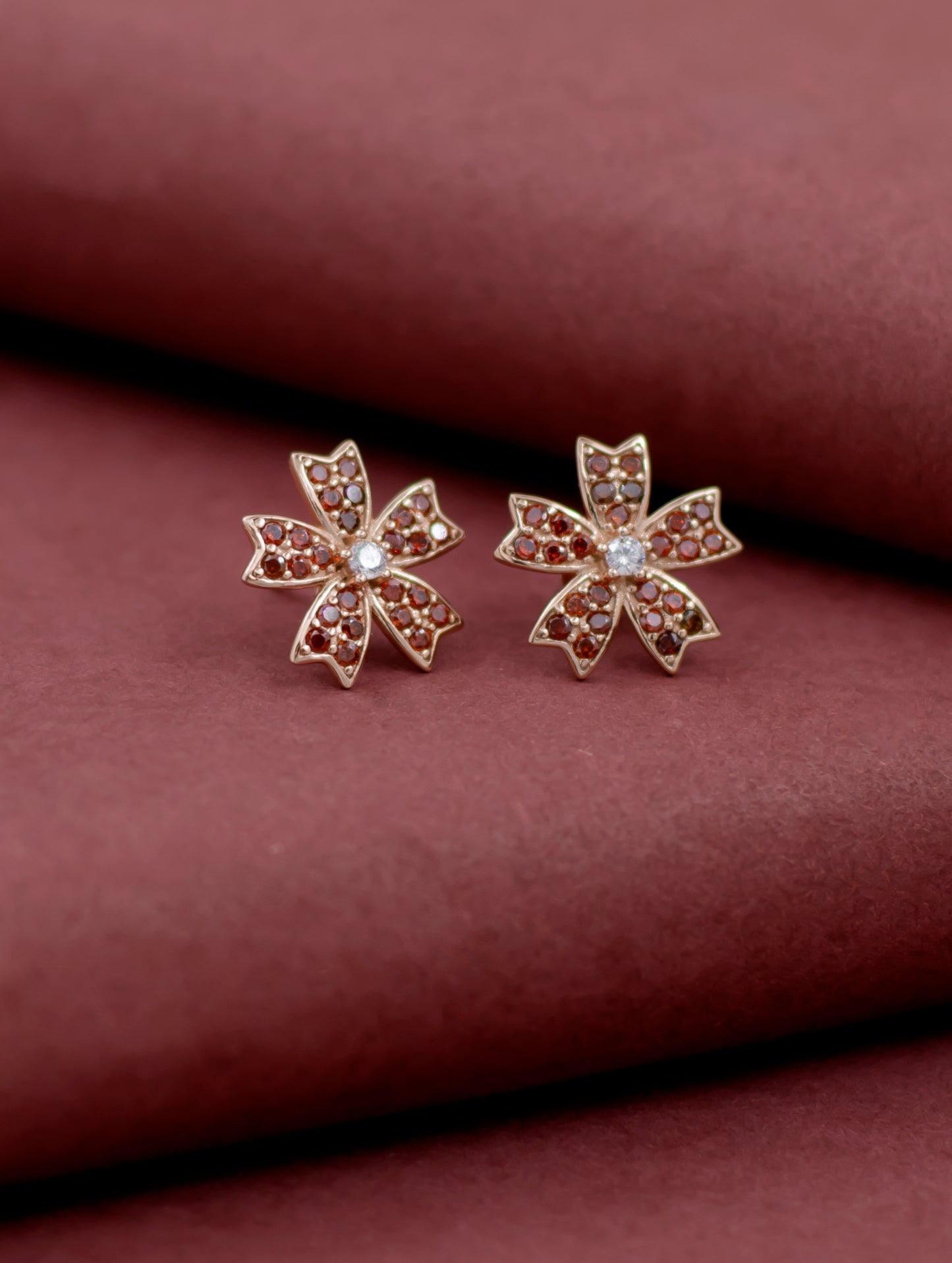 Blue floral sterling silver stud earrings