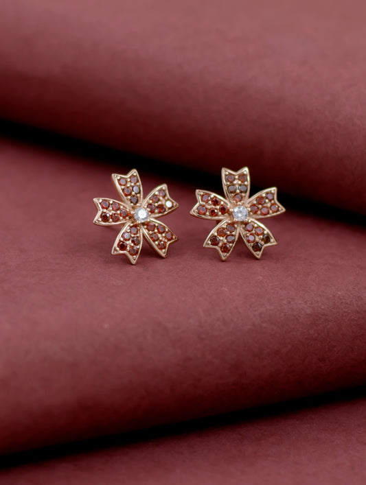 Blue floral sterling silver stud earrings