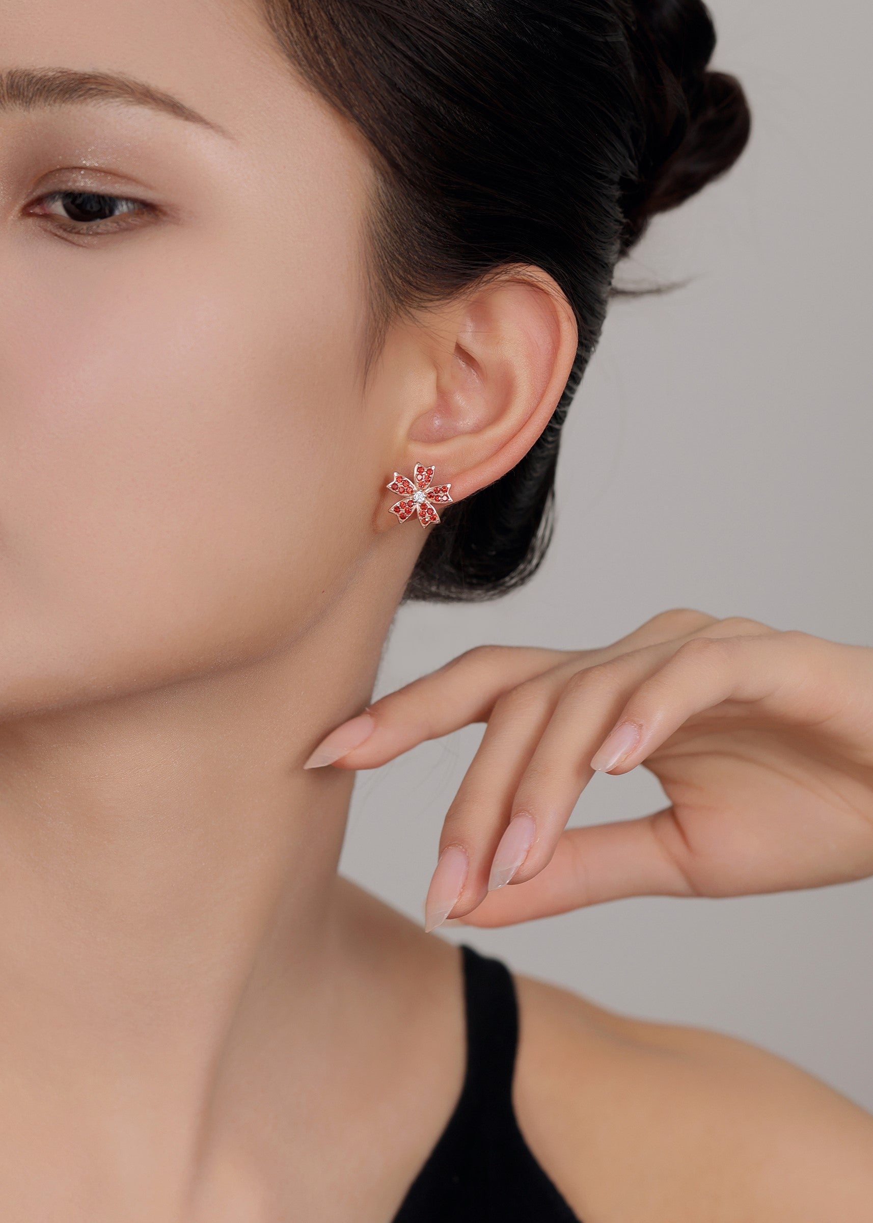 Blue floral sterling silver stud earrings